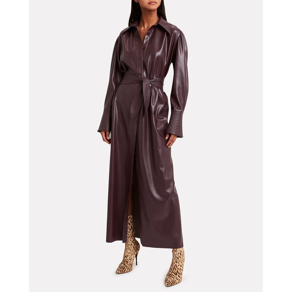 Nanushka Rosana Belted Vegan Leather Dress
